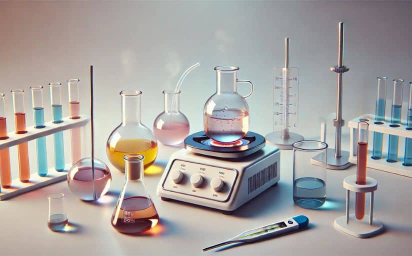 A small science lab setup is the focus of a universal statement in an essay about research.